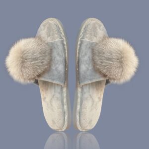 Pom-Pom Slippers Grey