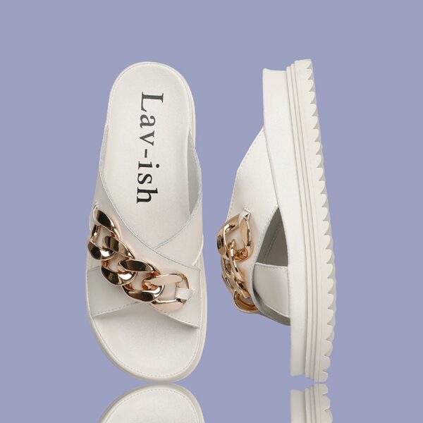 PU Crossover Slides Beige