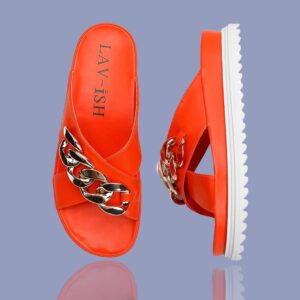 PU Crossover Slides Orange