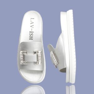 Chic Ornamental Slides Silver