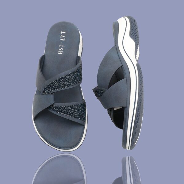 Navy Skye Lux Strap Slides