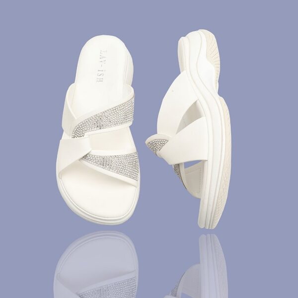White Skye Lux Strap Slides