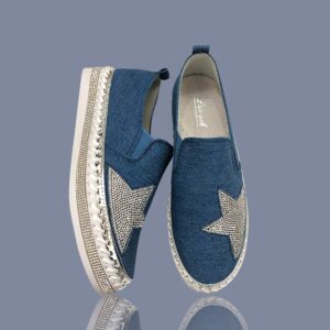 Sneakers with Bling Star Dark Denim Blue
