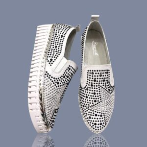 Star Studded Sneakers White Denim