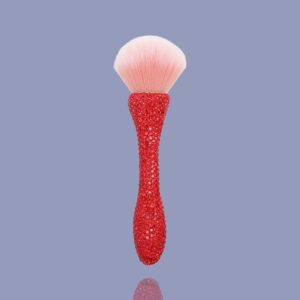 Short Crystal Makeup Brush in Red