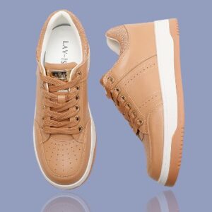 Latte Casual Leather Bling Heel Runner