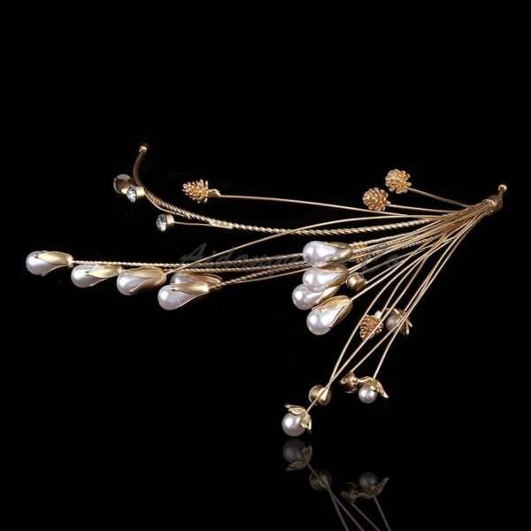 Handmade Antique Gold Pearl Hair Piece