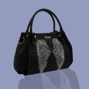 Black Angel Wings Diamante Tote Bag