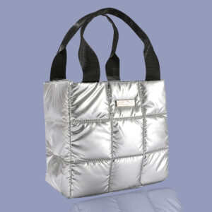 Silver Quilted Glam Tote