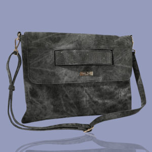 Black Denim Look Bling Crossbody Clutch