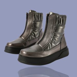 Pewter Zip-Up Boots