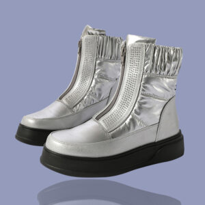 Silver Zip-Up Boots