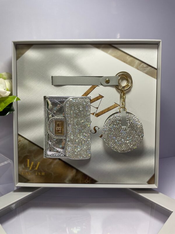 Silver Bling Mirror & Card Holder Gift Set