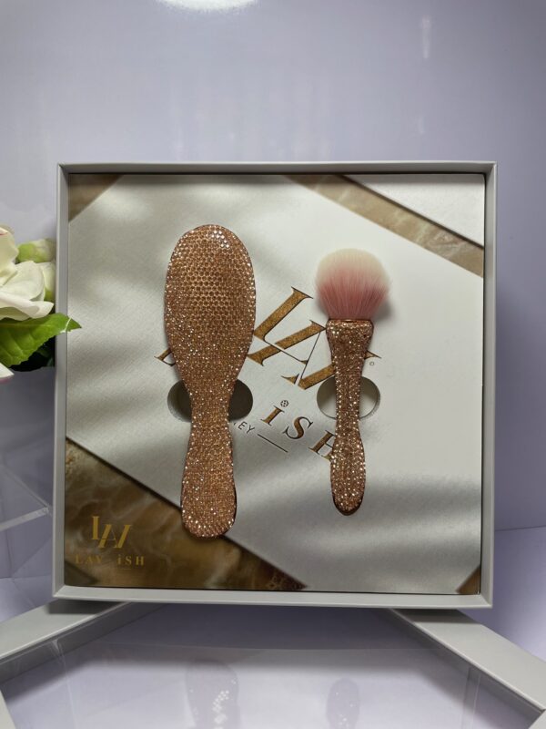 Rose Gold Bling Beauty Giftset W/ Makeup Brush & Hairbrush