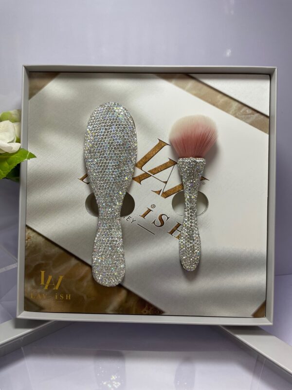 Sliver Bling Beauty Giftset W/ Makeup Brush & Hairbrush