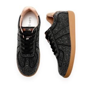 Black Bedazzle Velvet Sneaker
