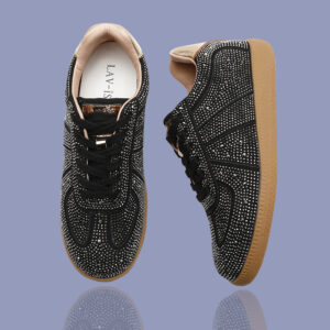 Black Bedazzle Velvet Sneaker