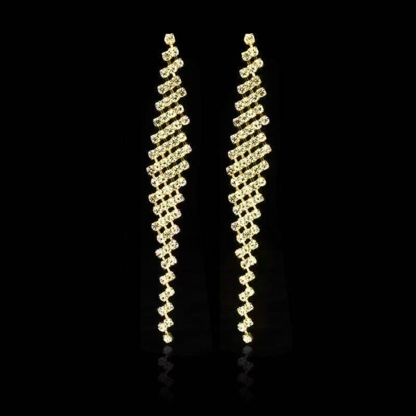 Gold Long Dazzle Sparkling Earring