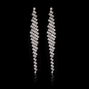 Silver Long Dazzle Sparkling Earring