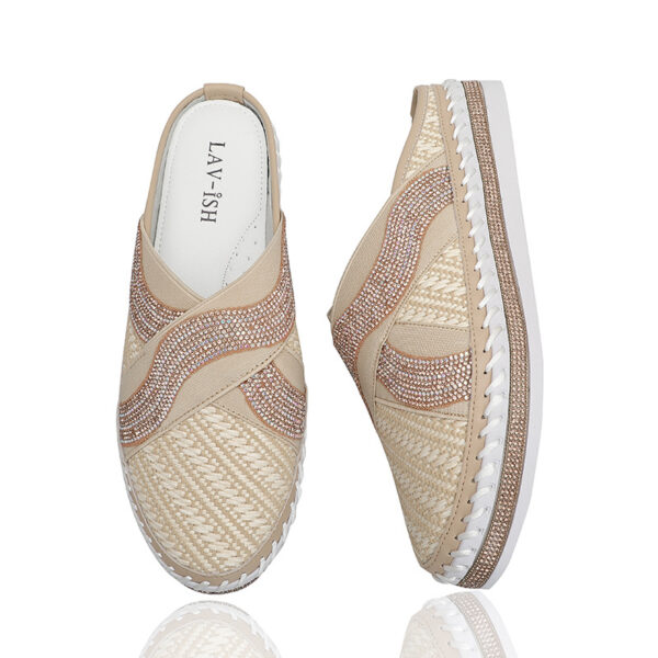Natural Lola Woven Slides