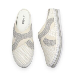 White Lola Woven Slides