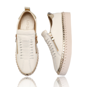 White/Gold Heritage Zip Sneaker