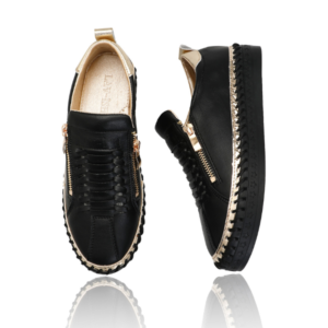 Black/Gold Heritage Zip Sneaker