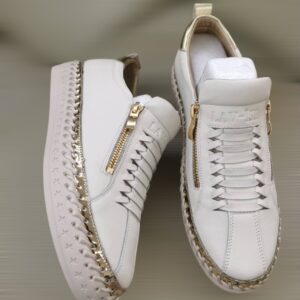White/Gold Heritage Zip Sneaker