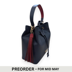 Navy Red Ruby Bucket Bag