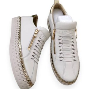 White/Gold Heritage Zip Sneaker