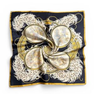 Mulberry Silk Scarf Navy/Yellow