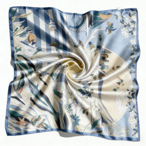 Mulberry Silk Scarf Blue/Beige
