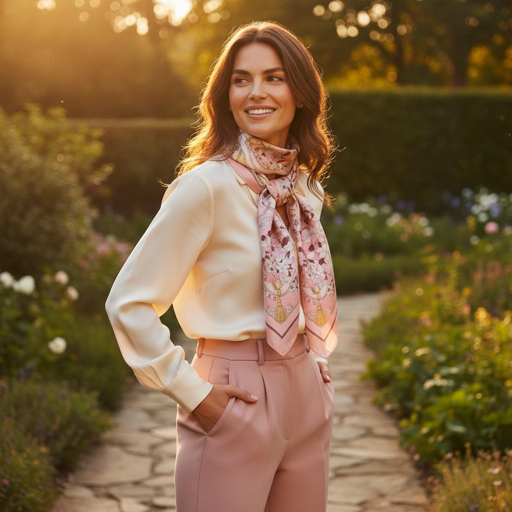 Mulberry Silk Scarf Pink - Image 3