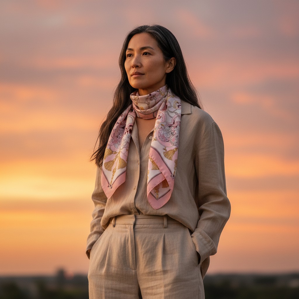 Mulberry Silk Scarf Pink - Image 4