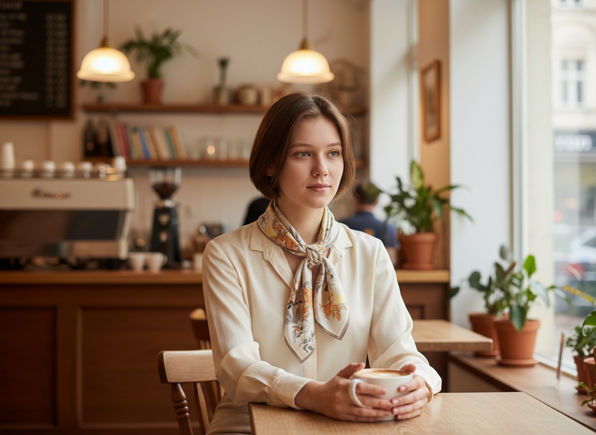 Mulberry Silk Scarf Peach/Cream - Image 3